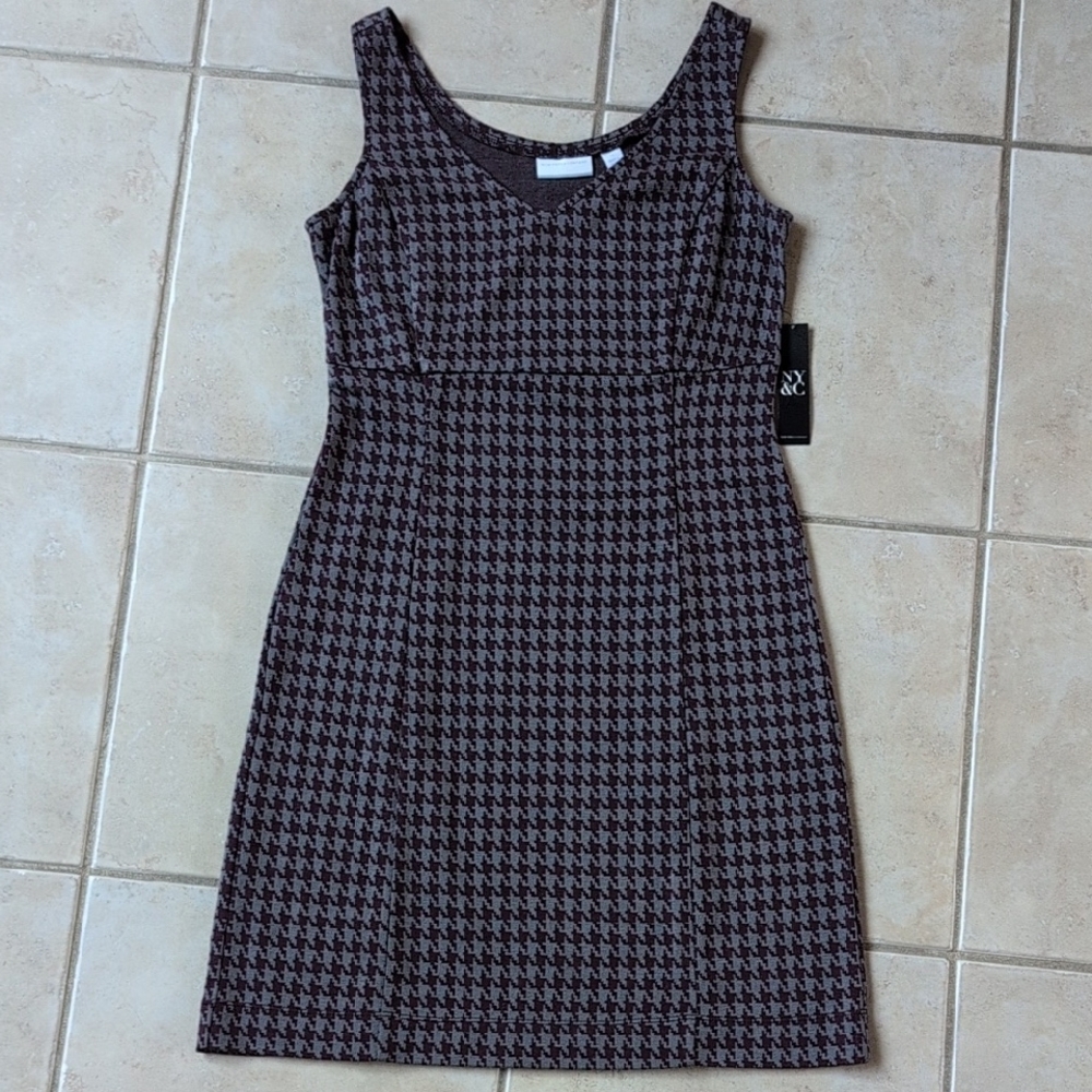 New York & Company Gray and Maroon Mini Dress